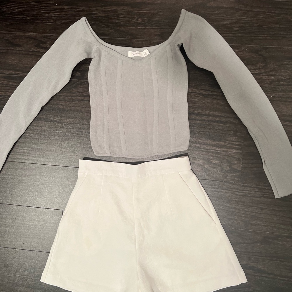 Glassons Top and Kookai White High Waist Shorts Set